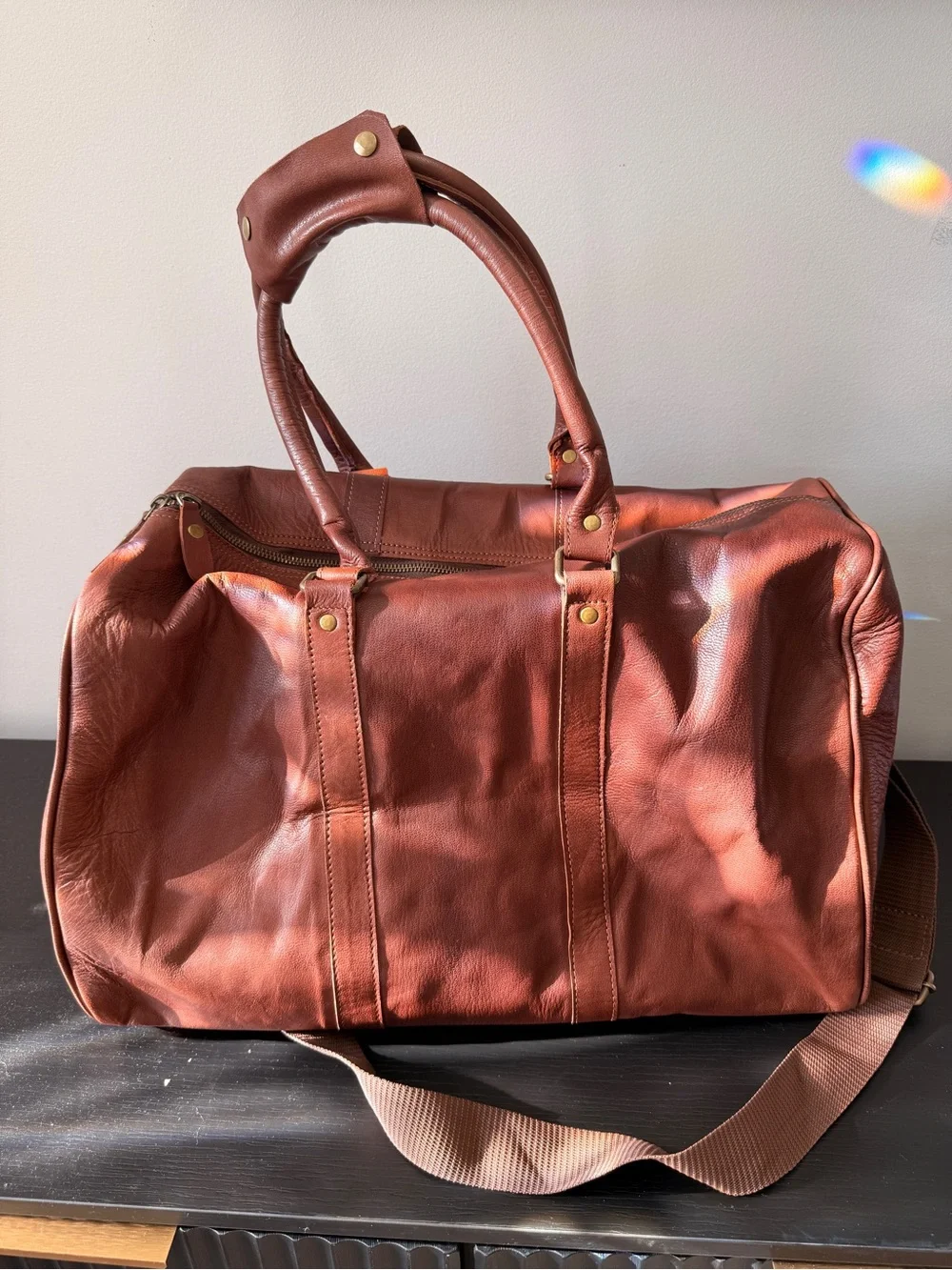 Johnny  Fly Brown Leather Weekender Bag